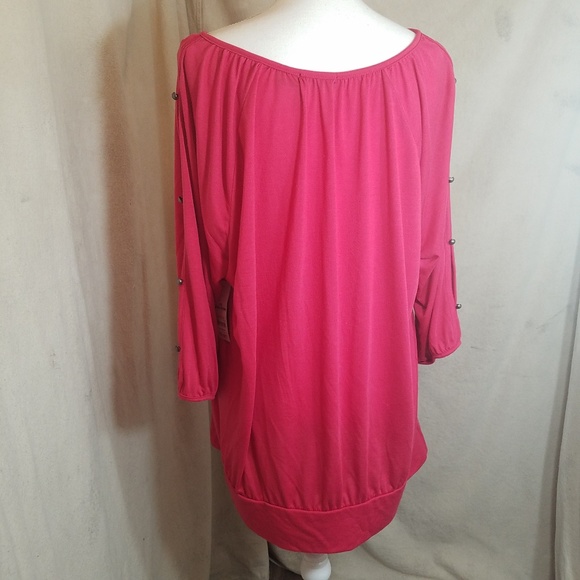 Faded Glory Slouchy Coral Blouse with Buttons - Picture 3 of 3